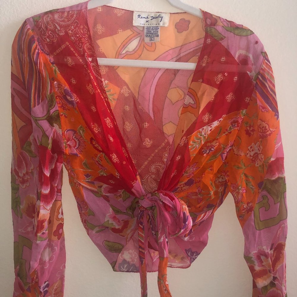 Rene’ Derhy Floral Wrap Blouse